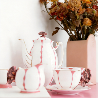 Butterfly 700ml Coffee Pot 7 Pieces Tea Set-Pink