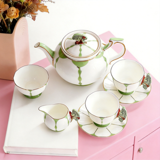 Butterfly 600ml Teapot 7 Pieces Tea Set-Green