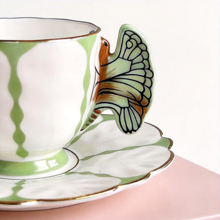 Butterfly Coffee Cup & Saucer-Green