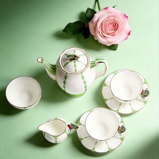 Butterfly 700ml Coffee Pot 7 Pieces Tea Set-Green