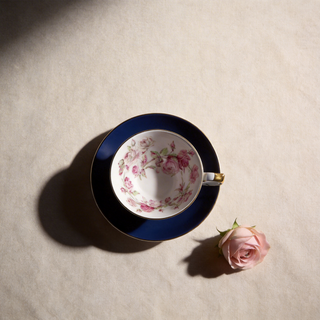 Colored Glaze Elizabeth Rose Athens Tea Cup & Saucer - Blue