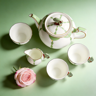 Butterfly 600ml Teapot 7 Pieces Tea Set-Green