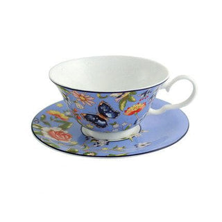 Cottage Garden Windsor Tea Cup & Saucer-Blue