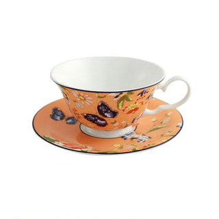 Cottage Garden Windsor Tea Cup & Saucer- Orange