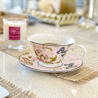 Cottage Garden Windsor Tea Cup & Saucer-Pink