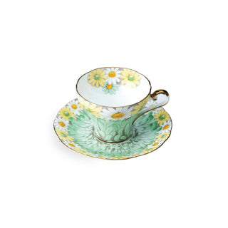 Daisy Corset Tea Cup and Saucer-Green