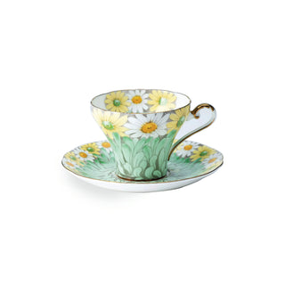 Daisy Corset Tea Cup and Saucer-Green