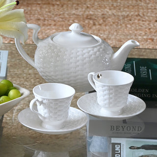 Basketweave Lancaster 5 Pieces Tea Set