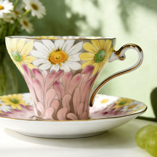 Daisy Corset Tea Cup and Saucer-Pink