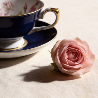 Colored Glaze Elizabeth Rose Athens Tea Cup & Saucer - Blue