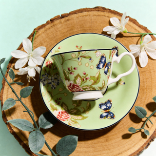 Cottage Garden Windsor Tea Cup & Saucer-Green