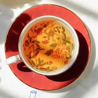 Colored Glaze Pembroke Oban Tea Cup & Saucer - Red