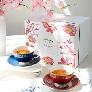 Colored Glaze Pembroke Oban Tea Cup & Saucer - Red