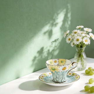 Daisy Corset Tea Cup and Saucer-Blue
