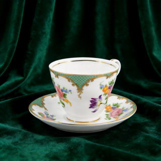 Wilton Stratford Tea Cup & Saucer-Green