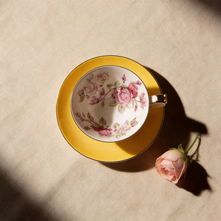 Colored Glaze Elizabeth Rose Athens Tea Cup & Saucer - Yellow