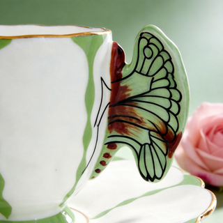 Butterfly Coffee Cup & Saucer-Green
