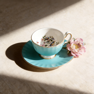 Colored Glaze Pembroke Oban Tea Cup & Saucer - Turq