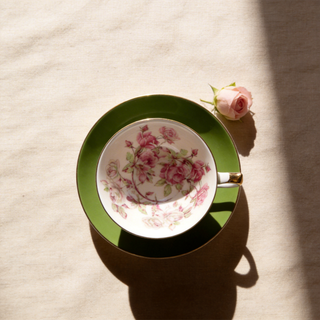 Colored Glaze Elizabeth Rose Athens Tea Cup & Saucer - Mill Green