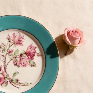 Colored Glaze Elizabeth Rose Sweet Plate-Turq