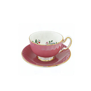 Colored Glaze Pembroke Oban Tea Cup & Saucer - Pink