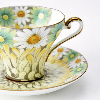 Daisy Corset Tea Cup and Saucer-Yellow