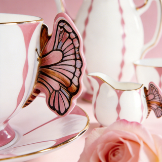 Butterfly 700ml Coffee Pot 7 Pieces Tea Set-Pink