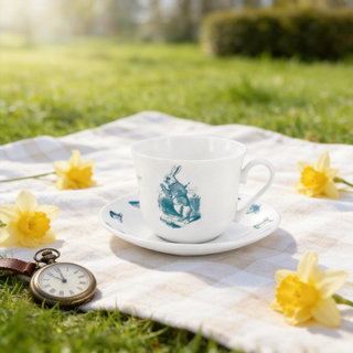 Alice in Wonderland Tea Cup & Saucer Blue