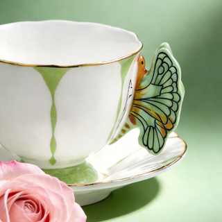 Butterfly Tea Cup & Saucer-Green